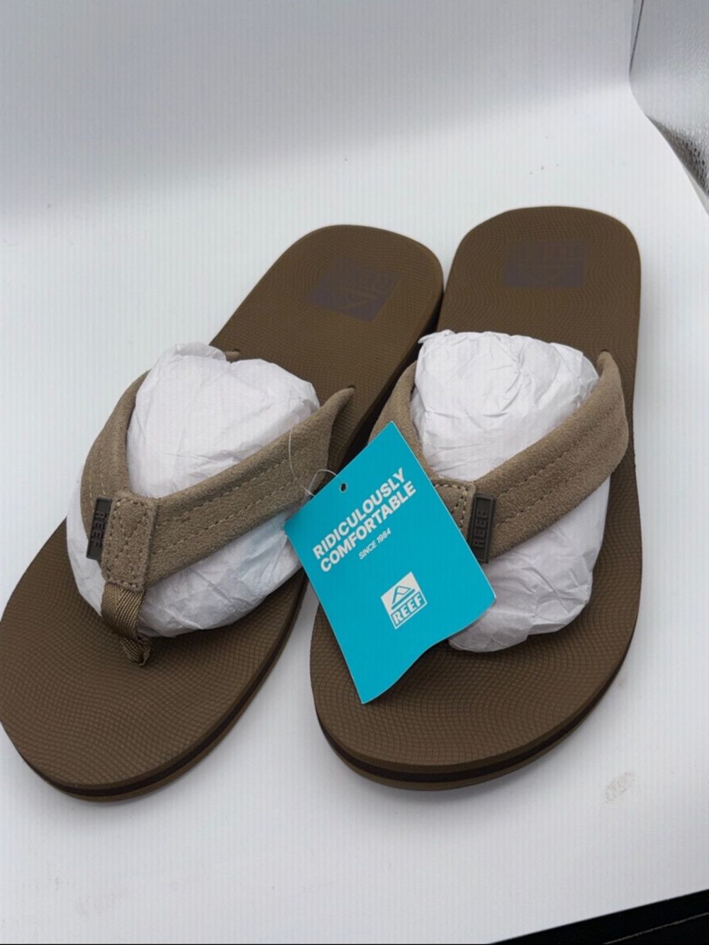 Reef Men's Tan Suede Flip Flops